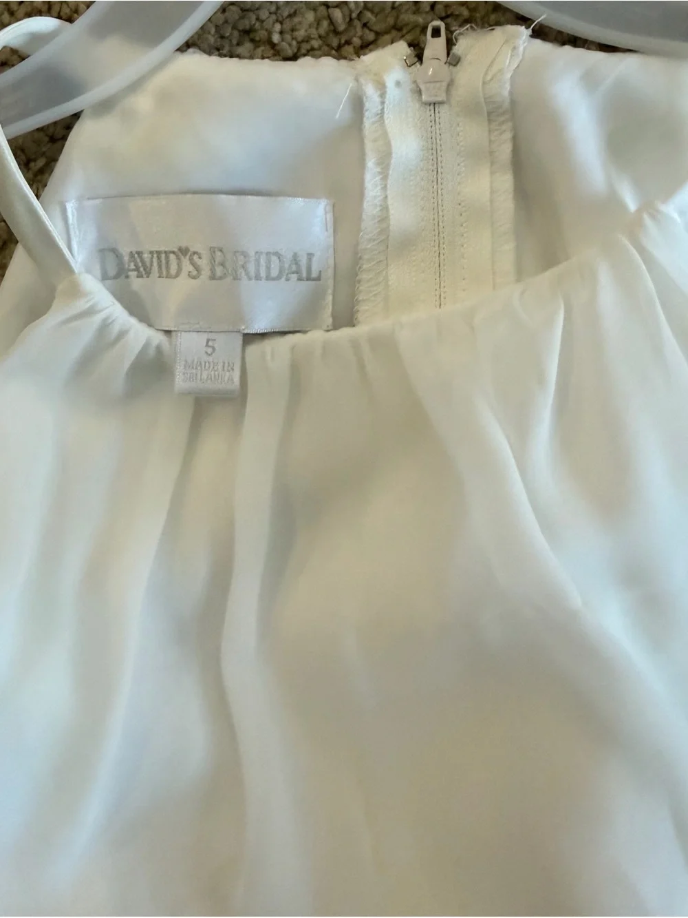 David's Bridal White Dress with Navy Waistband- Barely Worn! - Picture 3 of 3
